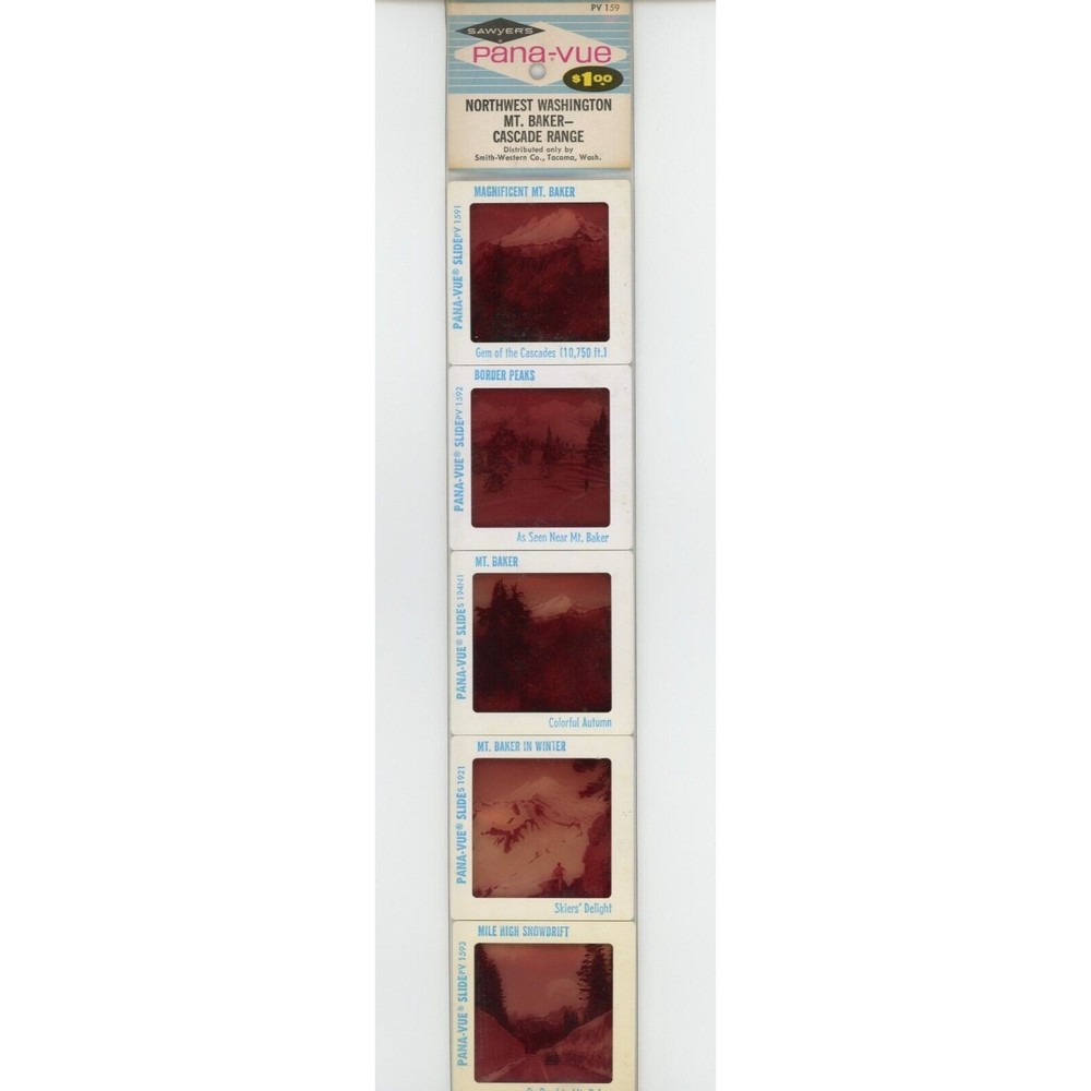 Vintage GAF Pana-Vue Slides NW Washington Mount Baker Cascade Mtn Lot of 5 PV159